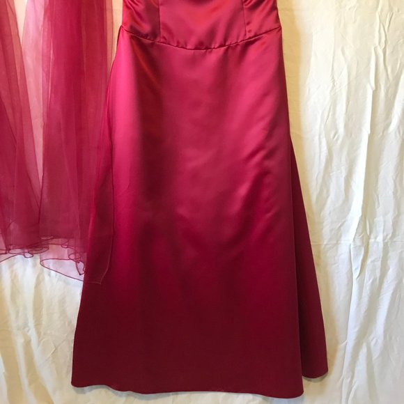 Ruby Red Floor-Length A-Line Strapless Dress - Picture 3 of 6